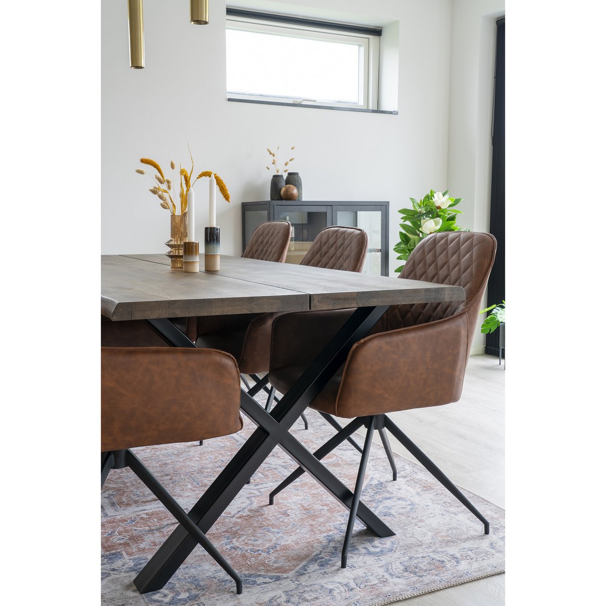 Havana Vloerkleed - Chenille Polyester, Blauw/Oranje - 160x230 cm