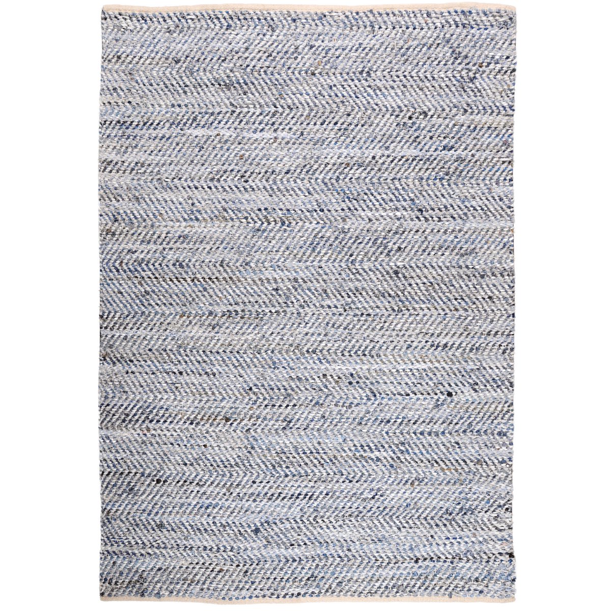 Wit/blauw atlas tapijt 55 x 85