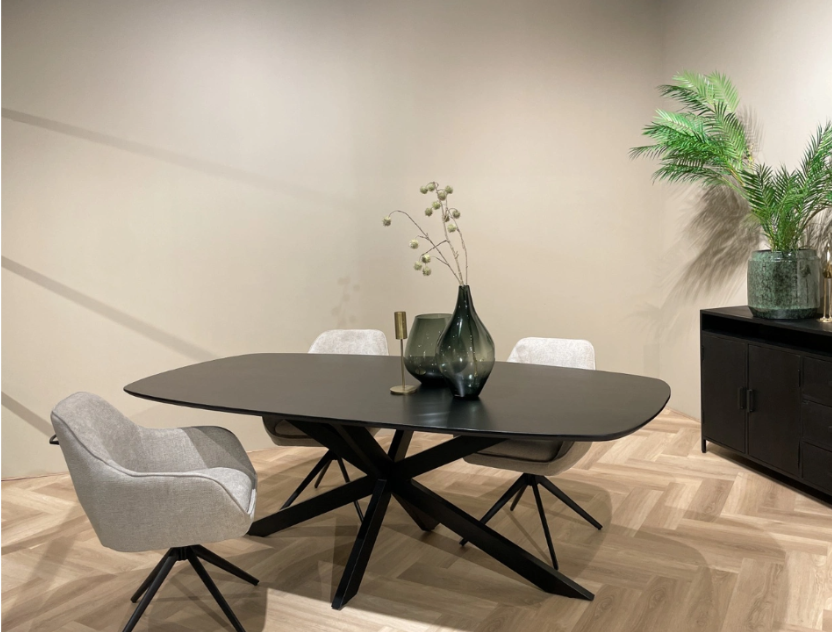 Eettafel Deens Ovaal Zwart Mangohout 240 cm