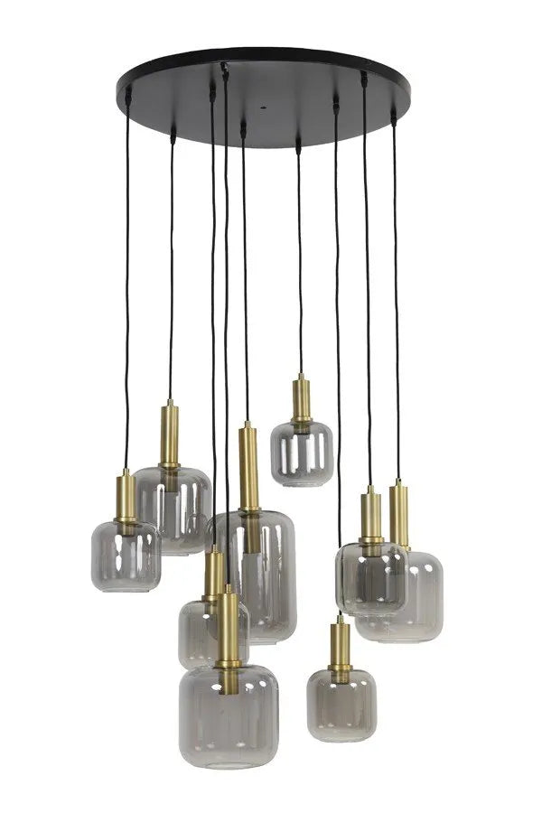 Hanglamp Lekar Light & Living Rond 7 bulbs Smoke