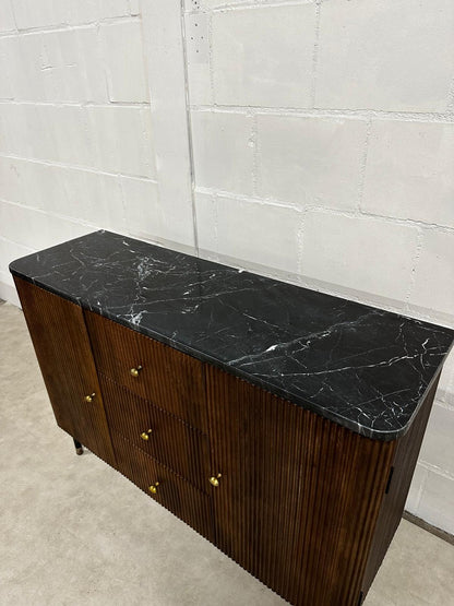 Dressoir Japandi Bruin met marmer - Mangohout (Showmodel)