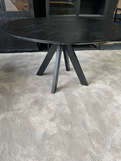 Eettafel rond zwart 130cm - mangohout (Showmodel)