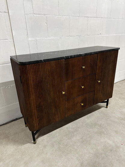 Dressoir Japandi Bruin met marmer - Mangohout (Showmodel)