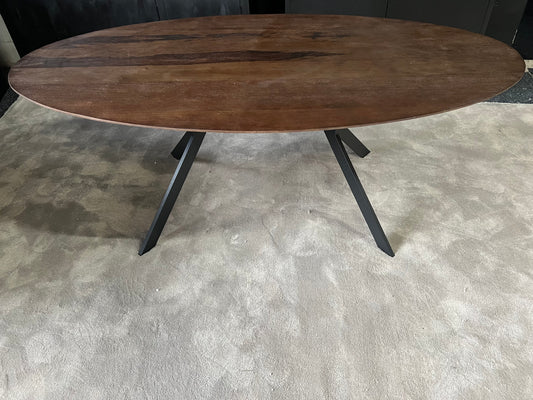 Eettafel Savoire Donkerbruin Mangohout Ovaal 200cm