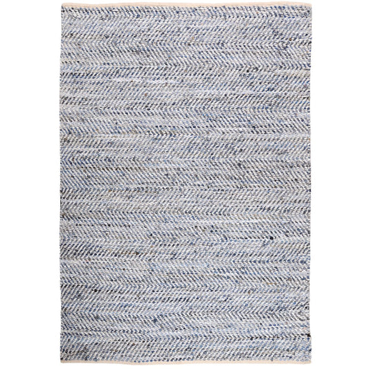 Wit/blauw atlas tapijt 55 x 85