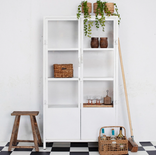 Industriële Vitrinekast Wit Staal Big 100 cm