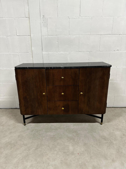 Dressoir Japandi Bruin met marmer - Mangohout (Showmodel)