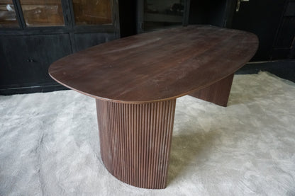Eettafel Ovaal Bruin 200cm - Mangohout (Showmodel)