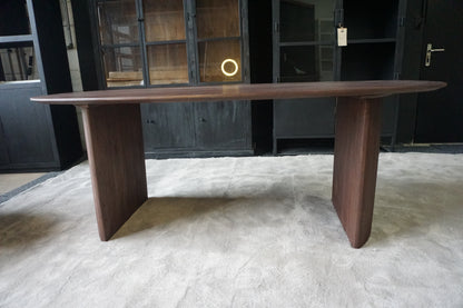 Eettafel Japandi Ovaal Bruin Mangohout 240cm