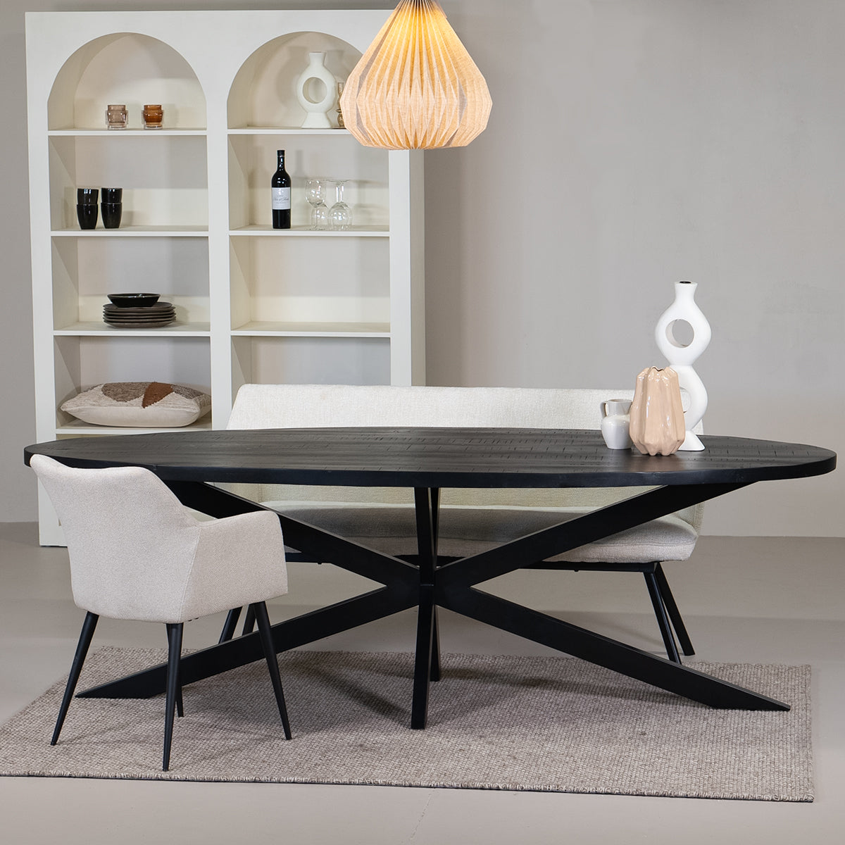Eettafel Ovaal Mangohout Zwart Matrix 160