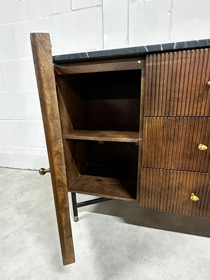 Dressoir Japandi Bruin met marmer - Mangohout (Showmodel)