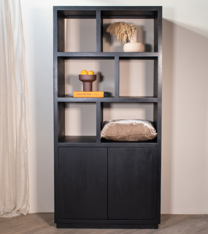 Vakkenkast Lux Zwart Mangohout 100x45x210
