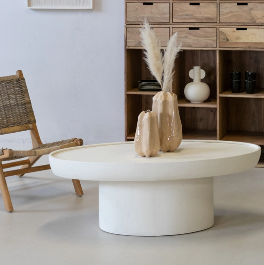 Salontafel Beton Ciré Ovaal Beige 120 cm