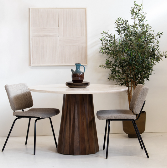 Eettafel Rond Aiza Marmer Beige 150 cm