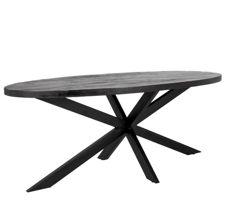 Eettafel Ovaal Zwart 220cm Mangohout