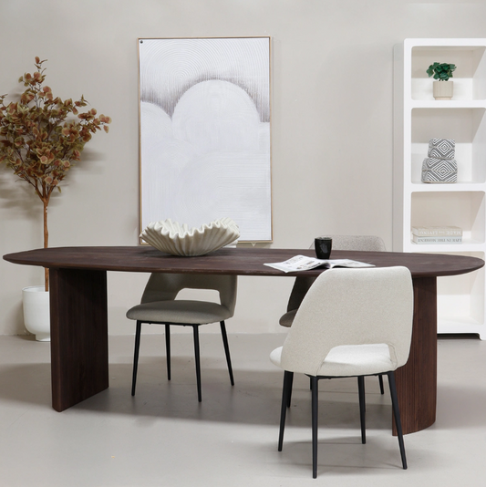 Eettafel Japandi Ovaal Bruin Mangohout 240cm