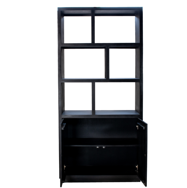 Vakkenkast Lux Zwart Mangohout 100x45x210