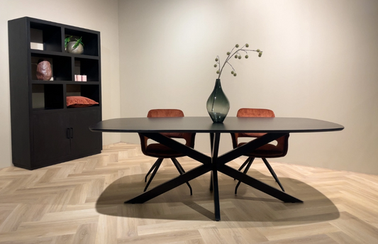 Eettafel Deens Ovaal Zwart Mangohout 240 cm