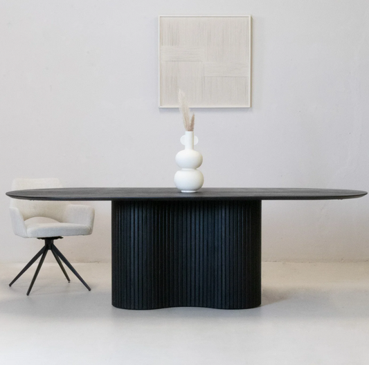 Eettafel ovaal zwart 240cm - mangohout (Showmodel)