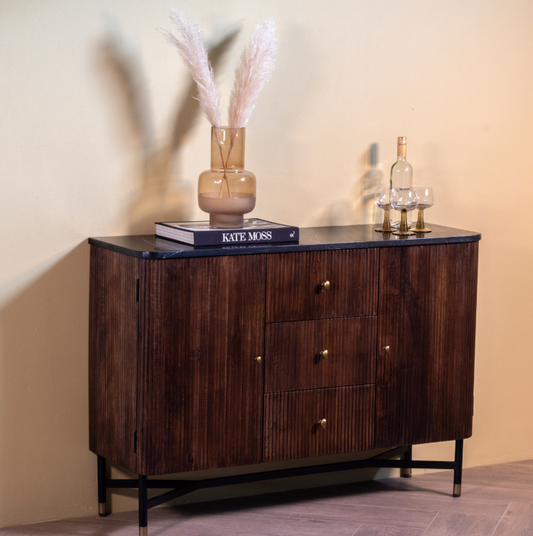 Dressoir Japandi Bruin met marmer - Mangohout